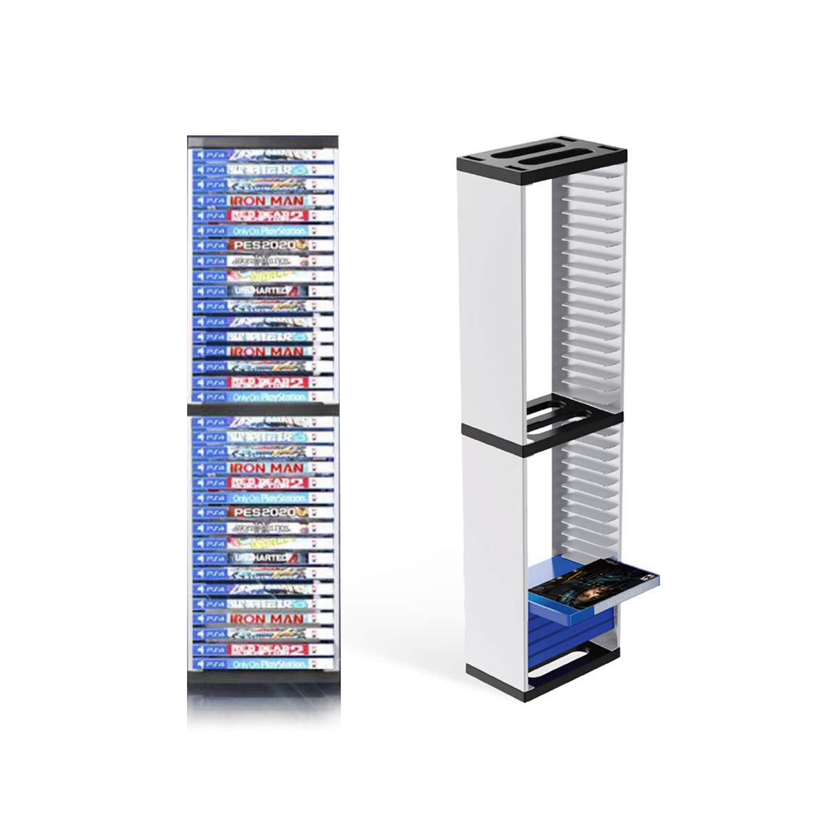 Nargos Video Game Storage Stand Tower for PS5/PS4/Xbox - Universal Disc Holder, White, Model TP5-0519