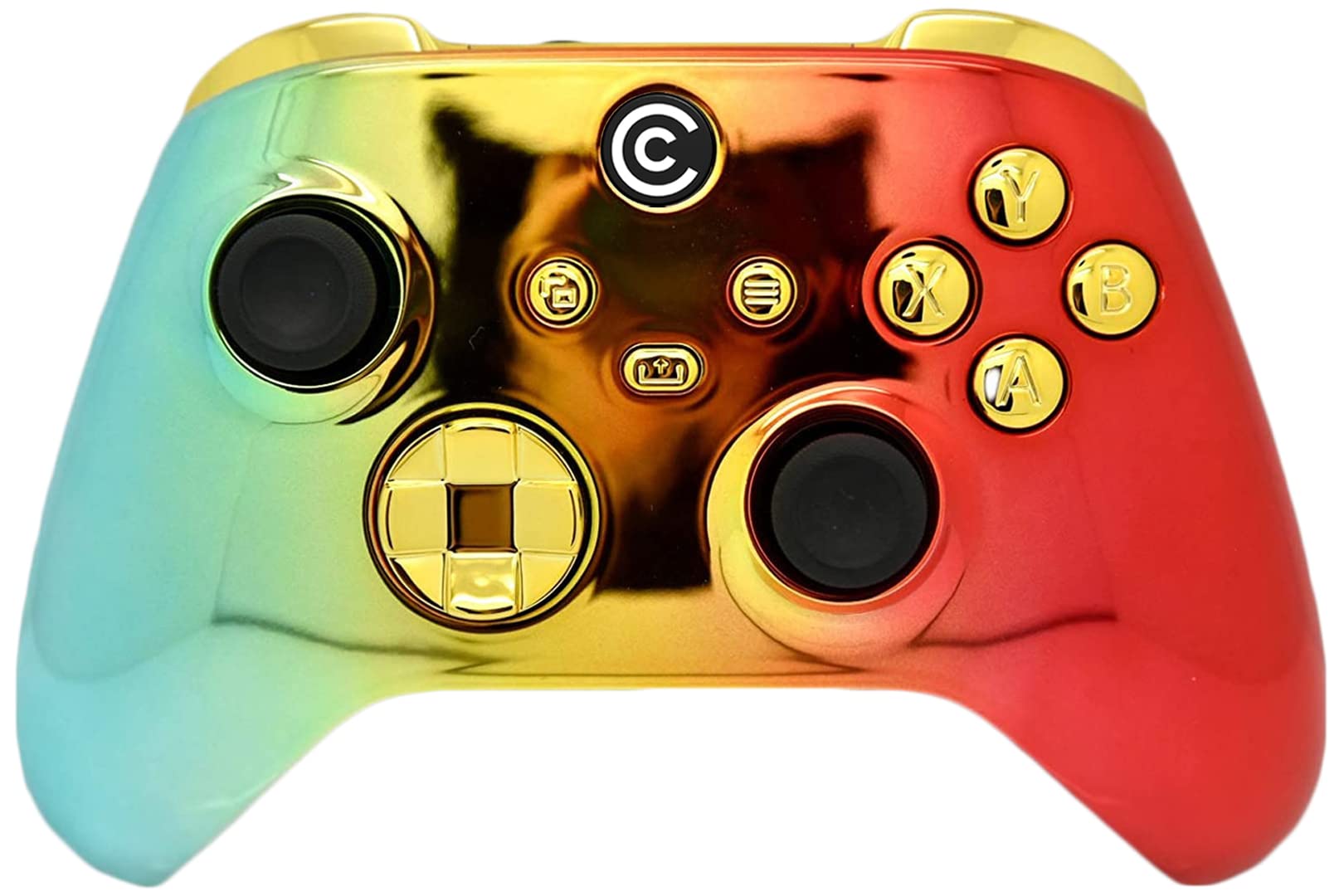Custom Controllerzz Wireless Controller for Xbox & PC - Rainbow Chrome & Gold Chrome Inserts