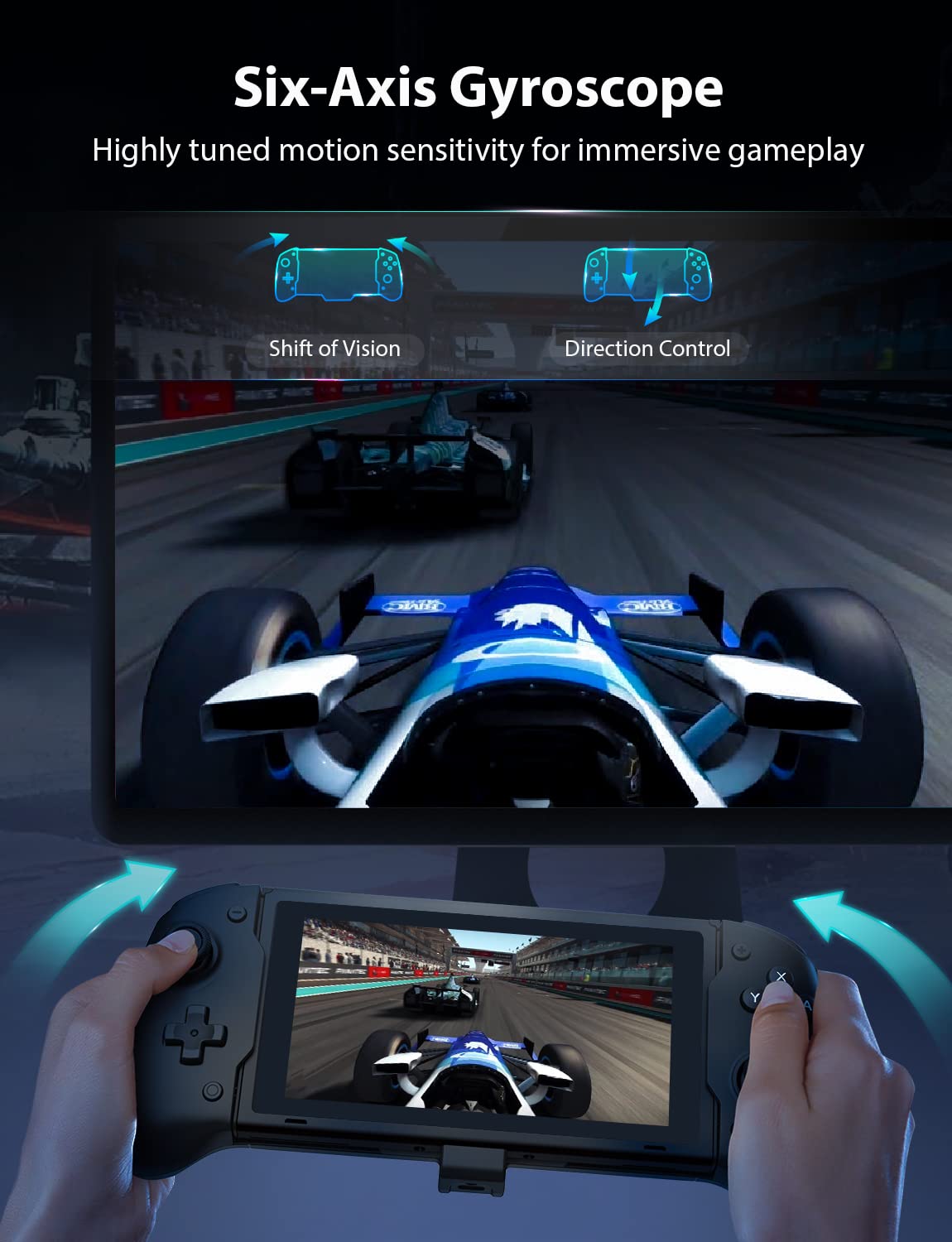 NexiGo Gripcon Controller for Nintendo Switch OLED, Ergonomic, 6-Axis Gyro, Black, Model 1125 BLK-2