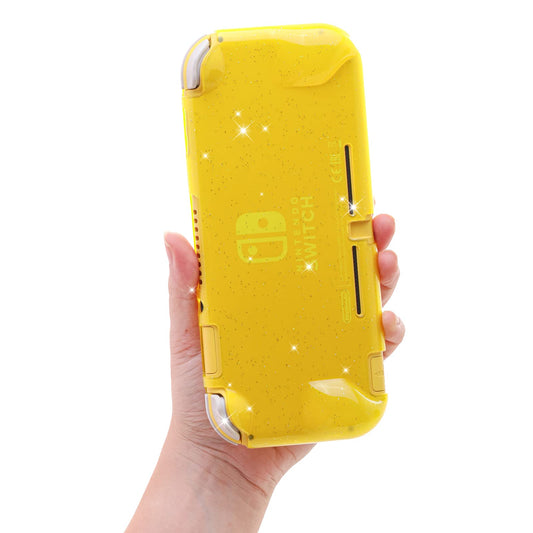 ECHZOVE Switch Lite Case - Protective Glitter Yellow Rubber Cover with Grips