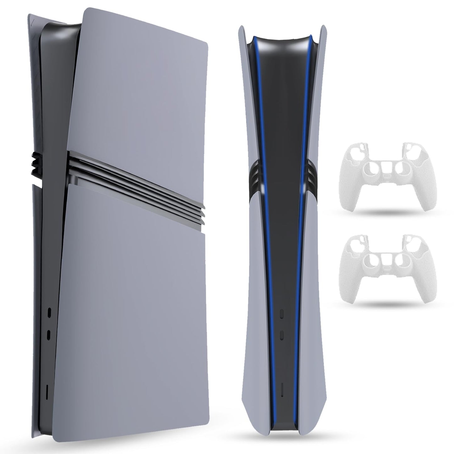 PEYANZ Faceplate for PS5 Pro (Digital Edition)  Cover Plate  ABS Shell  Matt Skin  with Extra 2 Controller Silicone Covers (Grey)