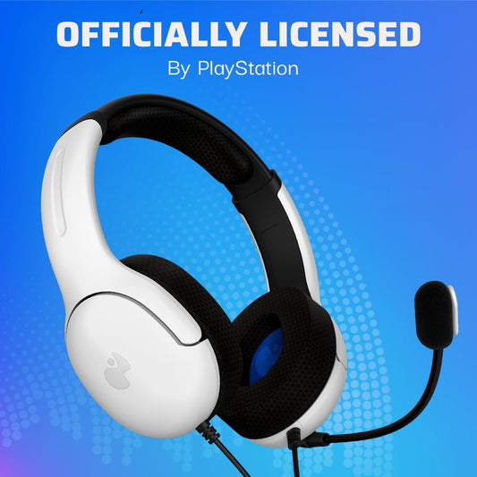 PDP AIRLITE Wired Headset - Lightweight Noise-Canceling Mic, Frost White, 3.5mm Jack, Model 051-108-NA-WH, Officially Licensed for PS