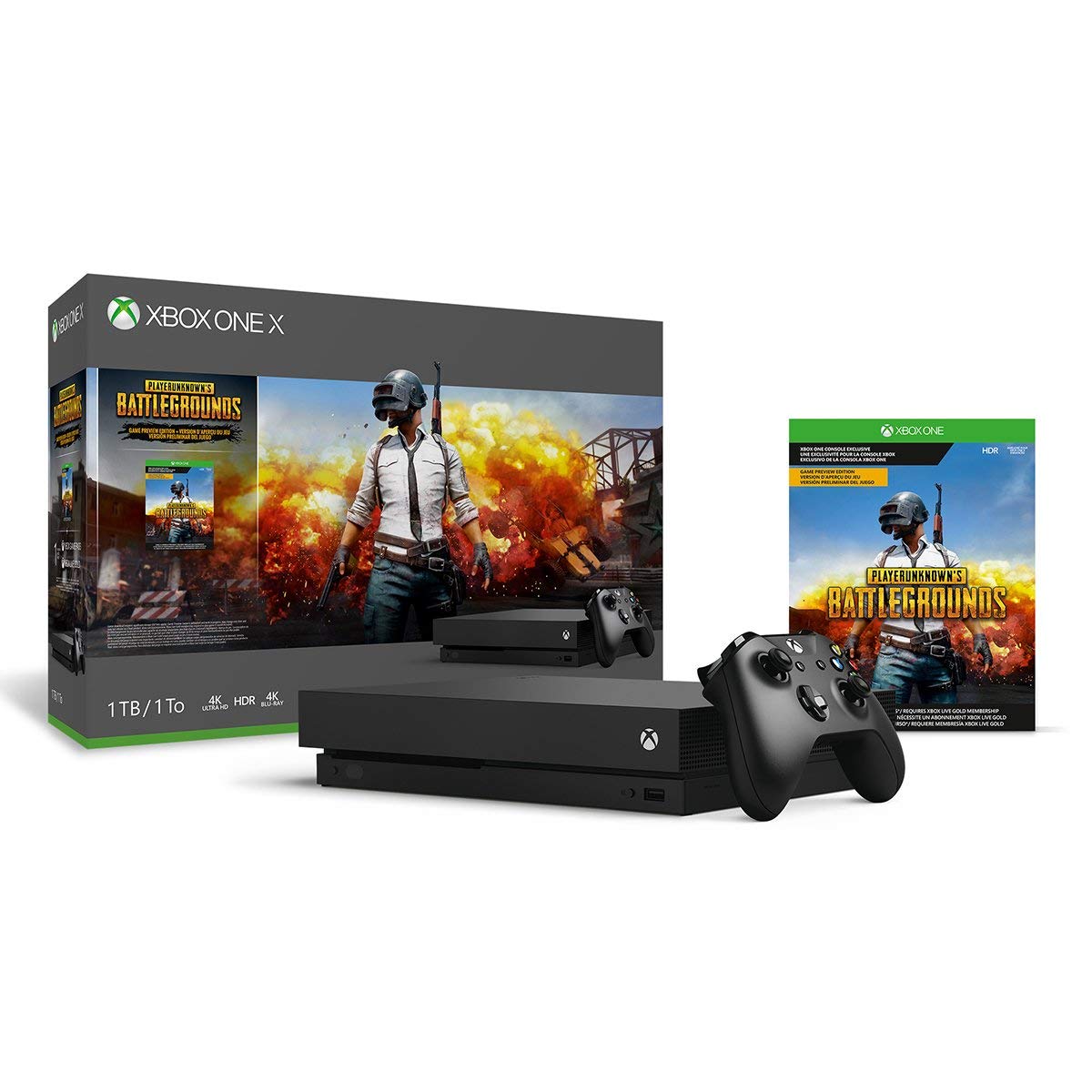 Xbox One X 1TB Console - PLAYERUNKNOWNS BATTLEGROUNDS Bundle [Digital Code] (Renewed)