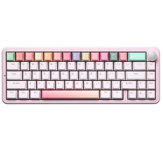 YUNZII B68 Wireless Mechanical Keyboard Tri-Mode BT5.0/2.4GHz/USB-C Cute PBT Keycaps Hot Swappable Creamy Typing Gasket Mounted RGB Backlit NKRO for Win/Mac (Pink  Milk V2 Switch)