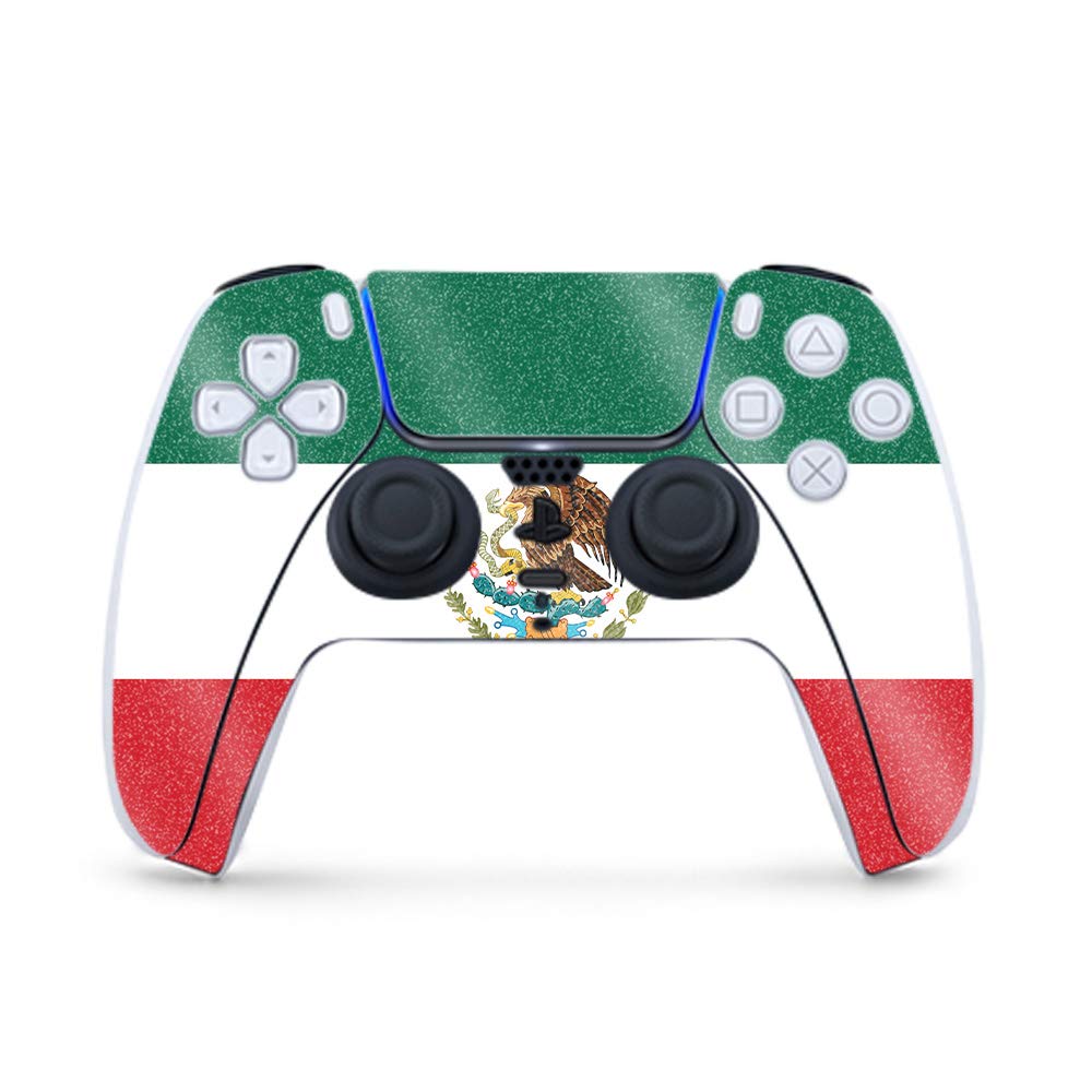 MightySkins Glossy Glitter Gaming Skin for PS5 / PlayStation 5 Controller - Mexican Flag | Durable High-Gloss Glitter Finish | Easy to Apply and Change Style | Made in The USA