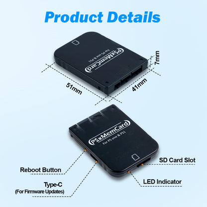 BITFUNX PSxMemCard PS1 Memory Card - 512MB MicroSD, Firmware Upgrade, High Speed, Tran-Black
