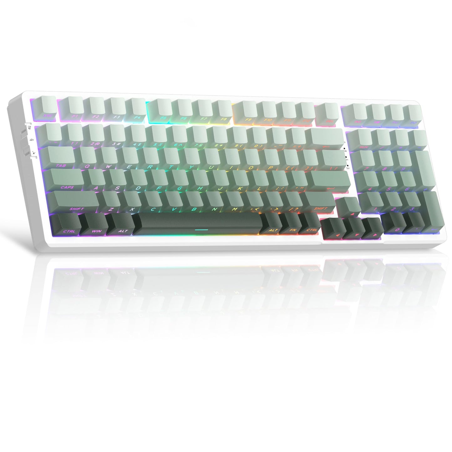 MageGee LIGHT100 Wireless Creamy Keyboard  Gasket Structure Hot Swappable  2.4G/USB-C/BT5.0 RGB Backlit Mechanical Gaming Keyboard for Win/Mac/PC  8000mAh Battery  Side Printed PBT Keycap  Green