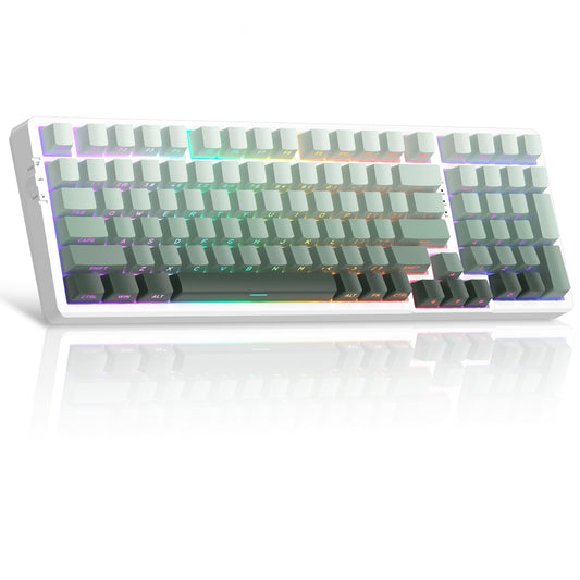 MageGee LIGHT100 Wireless Creamy Keyboard  Gasket Structure Hot Swappable  2.4G/USB-C/BT5.0 RGB Backlit Mechanical Gaming Keyboard for Win/Mac/PC  8000mAh Battery  Side Printed PBT Keycap  Green