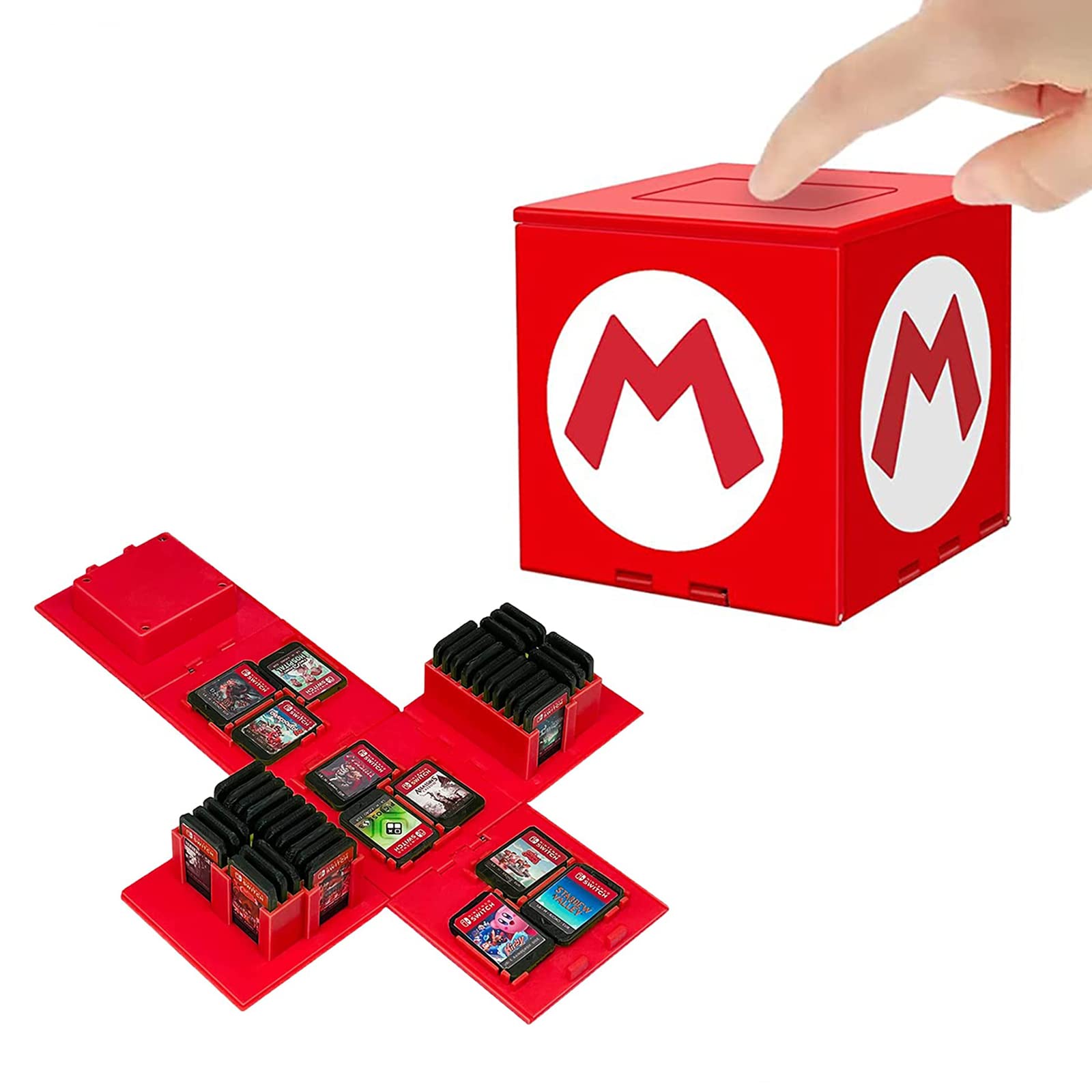 doepeBAE Game Card Storage Box for Switch Game Card Video Game Card Holder with 41 Game Card Slots Fun Gift for Kids (M Red 41)