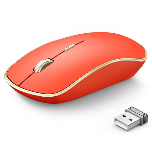 JOYACCESS Wireless Gaming Mouse, 2.4G Silent, Slim Portable USB, Model M1B, Orange Red