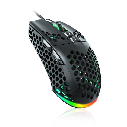 SOLAKAKA RGB Wired Gaming Mouse with Honeycomb Shell Adjustable 12800 DPI 7 Programmable Buttons Lightweight Gaming Mice Ergonomic Computer Mouse Gaming for Windows/PC/Mac/Laptop Gamer