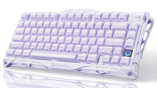 GravaStar Mercury K1 Purple 75% Wireless Mechanical Keyboard - Tri-Mode BT5.0/2.4GHz/USB-C Gaming Keyboard  Jelly Keycaps  Linear Switches  RGB Backlit Creamy Keyboard for PC/Mac  Cute & Stylish