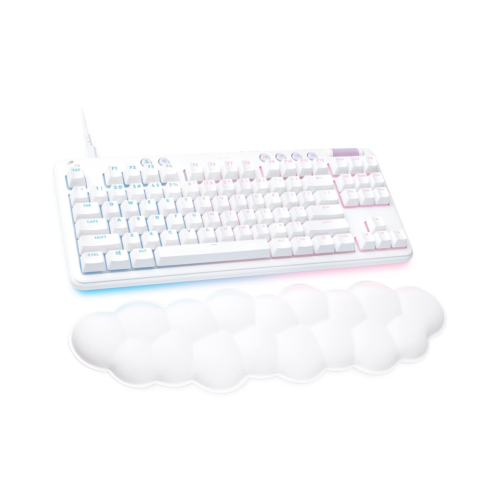 Logitech G713 Wired Mechanical Gaming Keyboard with LIGHTSYNC RGB Lighting  Linear Switches (GX Red)  and Keyboard Palm Rest  PC and Mac Compatible - White Mist