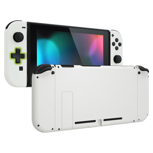 eXtremeRate Dpad Version Custom Full Set Shell for Nintendo Switch  White Replacement Console Back Plate  NS Joycon Handheld Controller Housing with Button for Nintendo Switch [Only Shell  NO Console]