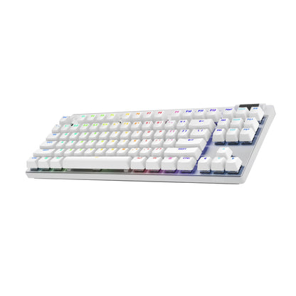Logitech G PRO X TKL Wireless Gaming Keyboard, Tenkeyless, LIGHTSYNC RGB, PBT Keycaps, GX Brown Switches, White, Model 920-012143