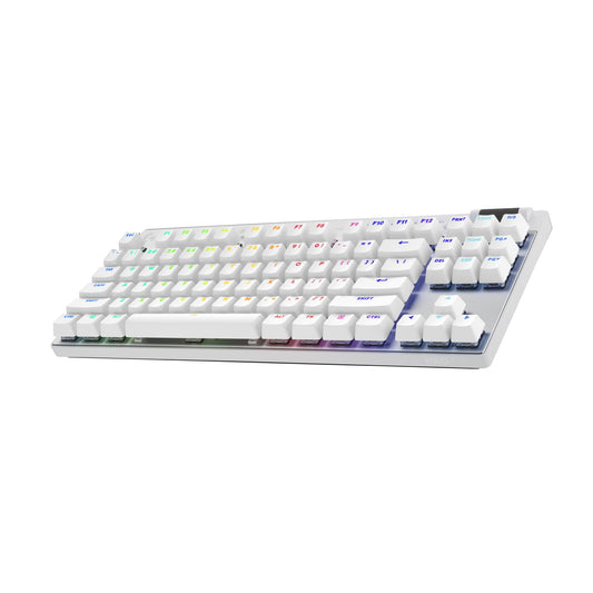 Logitech G PRO X TKL Wireless Gaming Keyboard, Tenkeyless, LIGHTSYNC RGB, PBT Keycaps, GX Brown Switches, White, Model 920-012143