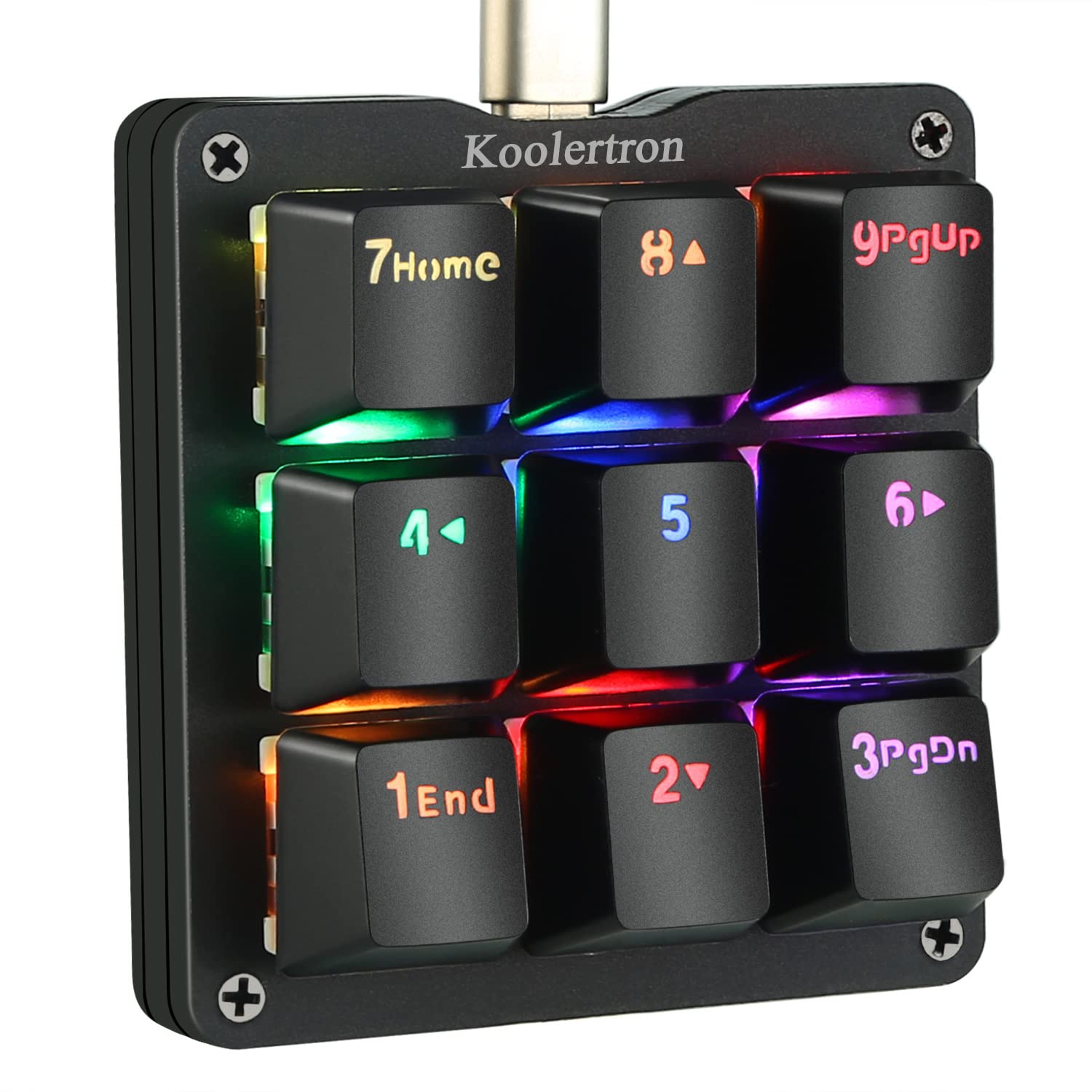 Koolertron One Handed Macro Mechanical Keyboard  RGB LED Backlit Portable Mini One-Handed Mechanical Gaming Keypad OSU! Keyboard 9 Fully Programmable Keys Red Switches