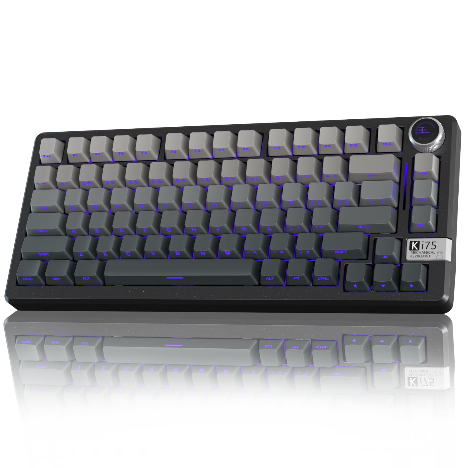 CORBOBO SOLAKAKA KI75 Wireless Mechanical Gaming Keyboard  75% Percent Aluminum Hot Swappable Switches  Side-Printed RGB Backlit Custom Keyboard with Knob  Tri-Mode 2.4GHz/USB-C/BT 5.0 for PC