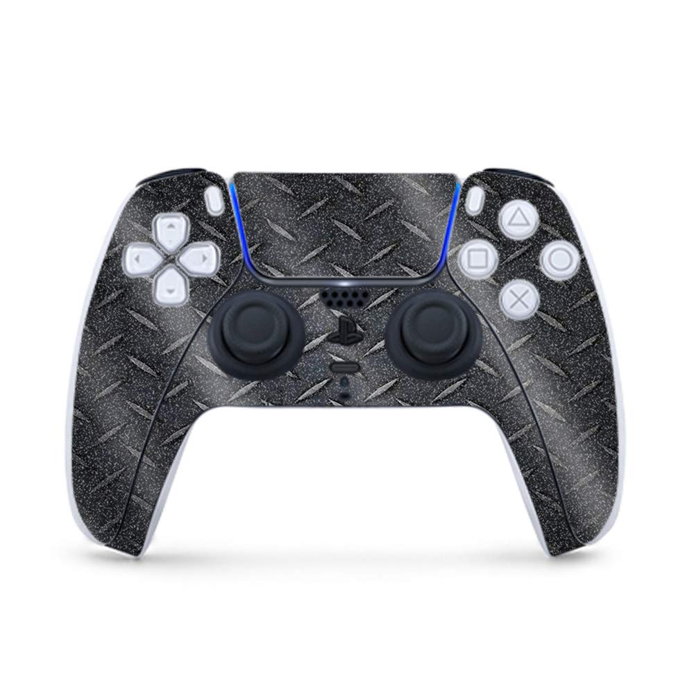 MightySkins Glossy Glitter Gaming Skin for PS5 / PlayStation 5 Controller - Black Diamond Plate | Durable High-Gloss Glitter Finish | Easy to Apply and Change Styles | Made in The USA
