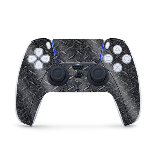 MightySkins Glossy Glitter Gaming Skin for PS5 / PlayStation 5 Controller - Black Diamond Plate | Durable High-Gloss Glitter Finish | Easy to Apply and Change Styles | Made in The USA