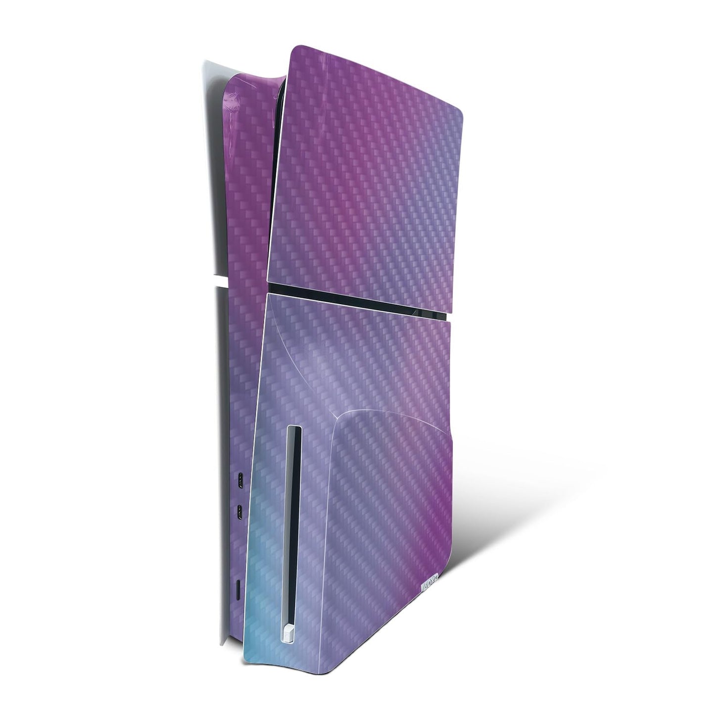 MightySkins Carbon Fiber Skin for PS5 Playstation 5 Slim Disc Edition Console Only - Purple Fog Protective  Durable Textured Carbon Fiber Finish Easy to Apply Made in The USA