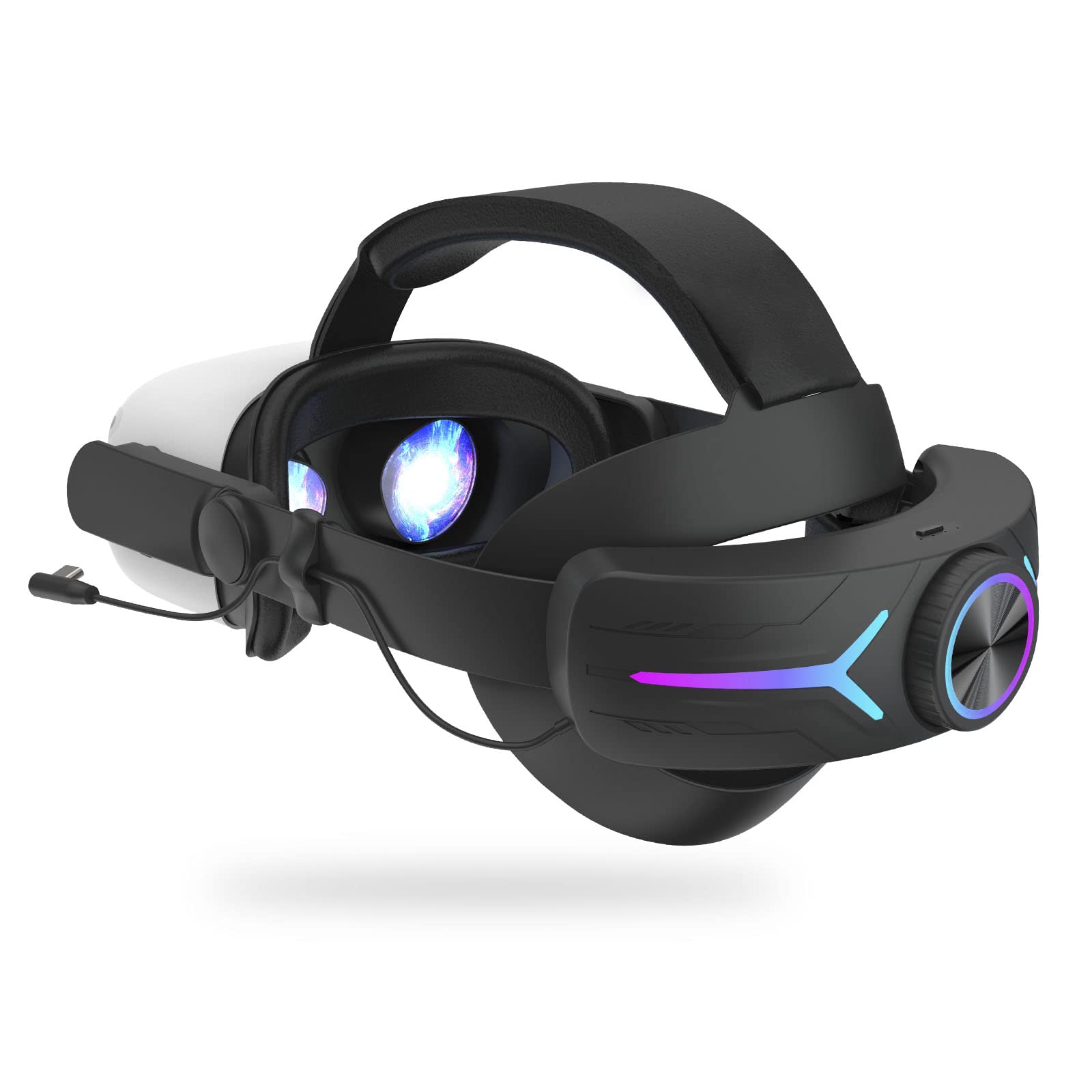 Head Strap Battery Pack for Oculus Quest 2  Replacement fine design Strap 8000mAh Rechargeable Battery PC Accessories  Adjustable Headset with LED Backlight for Meta VR by JYMEGOVR (Black)