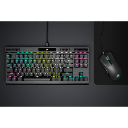 Corsair K70 RGB TKL Gaming Keyboard - Tenkeyless, OPX RGB Optical-Mechanical, Black, PBT Keycaps, Detachable USB-C, Model CH-911901A-NA