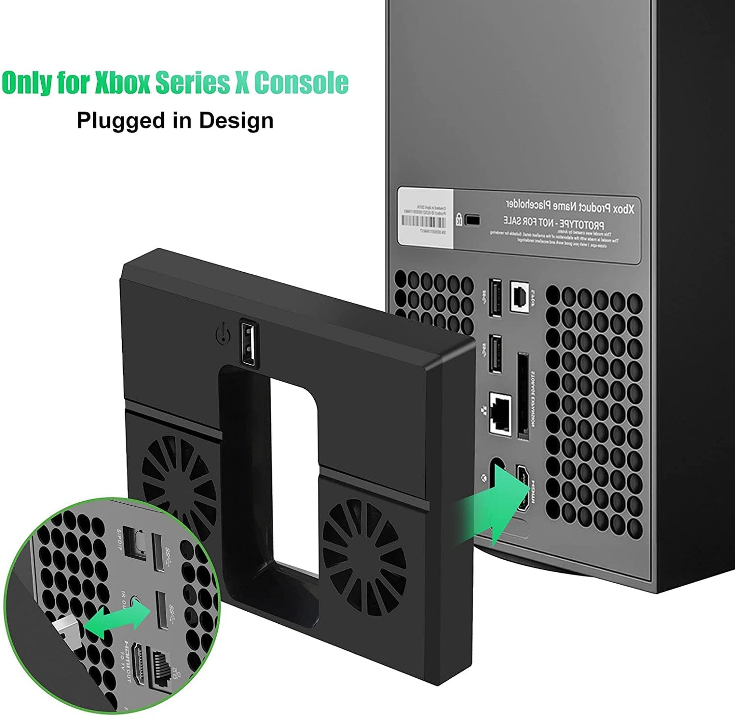 Linkstyle Vertical Cooling Fan for Xbox Series X - USB Powered Stand with Dual Fans, Black