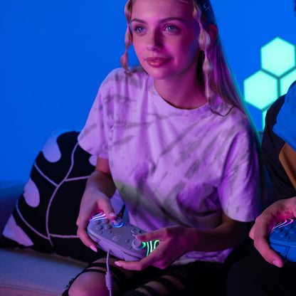 PDP Afterglow Wave Wired RGB Gaming Controller for Nintendo Switch - Customizable Lighting, Gray, Model 500-237-GE
