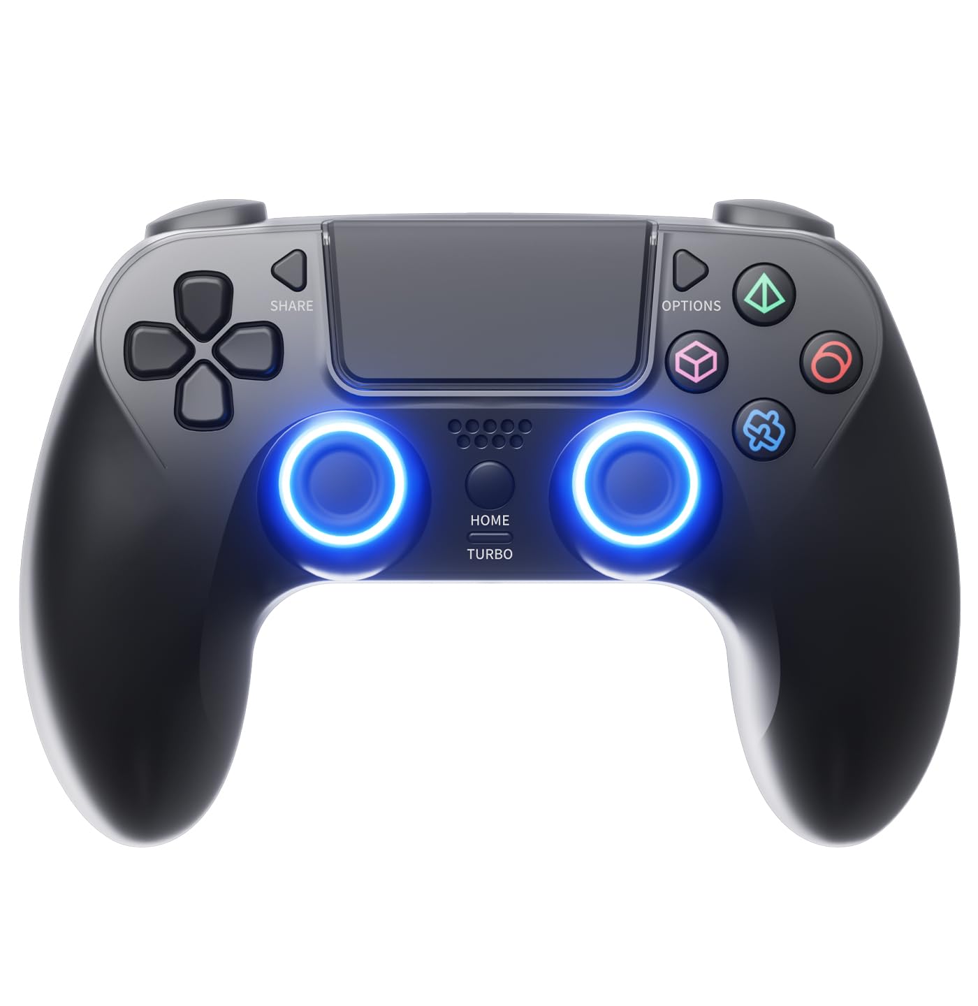 CAWOOSOO Black Wireless Controller Compatible for PS-5/Pro/Slim/PC  Gradient Color RGB mode/haptic feedback/1000 mAH battery/Motion Sensing/3.5mm Audio Jack