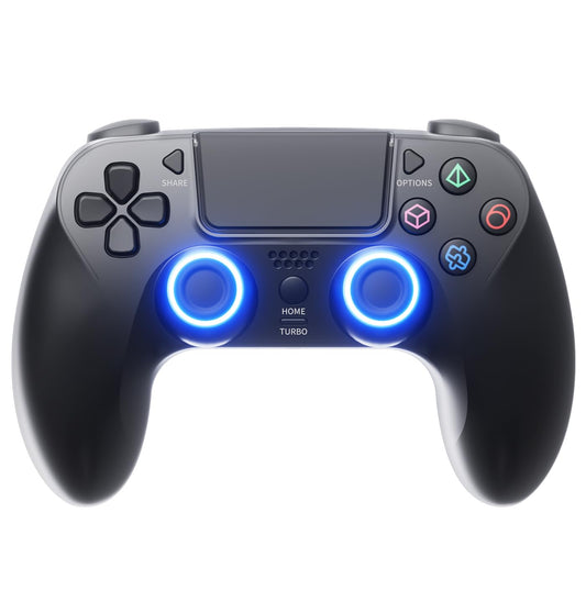 CAWOOSOO Black Wireless Controller Compatible for PS-5/Pro/Slim/PC  Gradient Color RGB mode/haptic feedback/1000 mAH battery/Motion Sensing/3.5mm Audio Jack