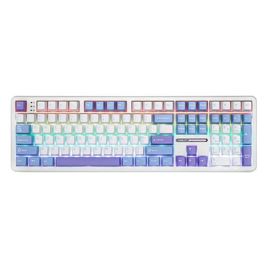 EPOMAKER Aula F108 Wireless Gaming Keyboard  Full Size Mechanical Keyboard with 4000mAh Battery  108 Hot-Swappable and Programmable Keys  RGB Backlight  for Mac/PC/Android (White&Blue)