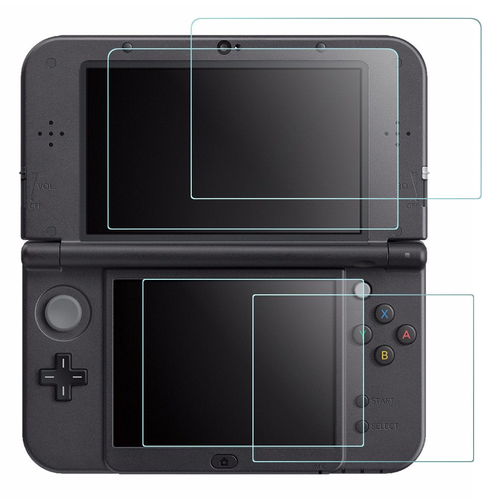 AFUNTA Screen Protector for New 3DS XL - 4 Pcs Tempered Glass & HD Clear PET Film, 3DSXL Accessory