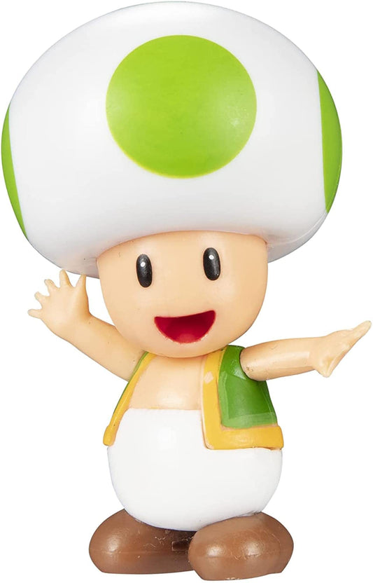 JAKKS Pacific Super Mario Green Toad 2.5 Action Mini Figure, Model 40990, PVC Material