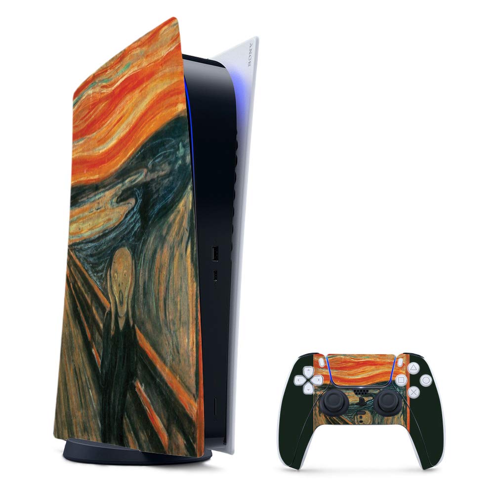 MightySkins Gaming Skin for PS5 / Playstation 5 Digital Edition Bundle - The Scream | Protective Viny wrap | Easy to Apply and Change Style | Made in The USA