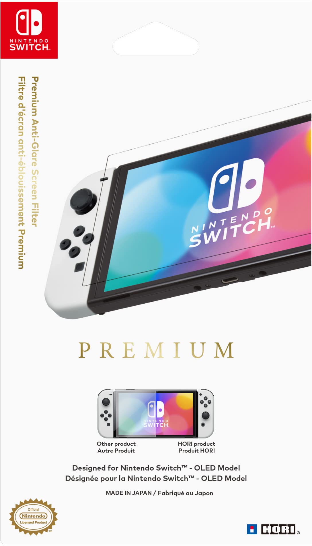 HORI fine Anti-Glare Screen Protective Filter for Nintendo Switch (OLED Model) - Officially Licensed by Nintendo