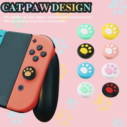 Sumind 28-Piece Cute Cat Claw Thumb Grip Caps for Nintendo Switch & Joy-Con, Soft Silicone, Model: Sumind-Thumb Grip-01