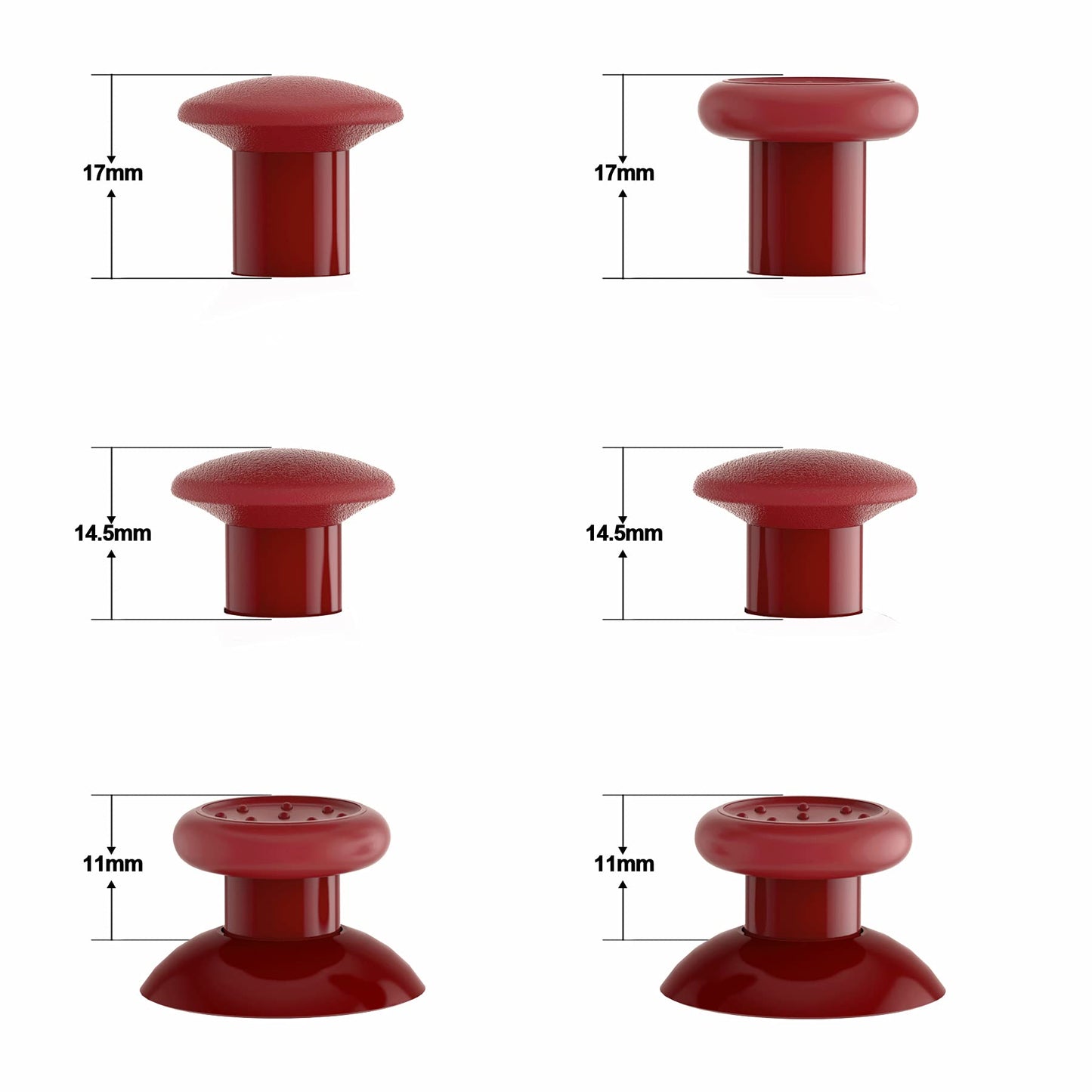 eXtremeRate ThumbsGear Ergonomic Thumbstick for PS5/PS4 - 3 Height Adjustable Grips, Carmine Red, Model P4J1112-JY