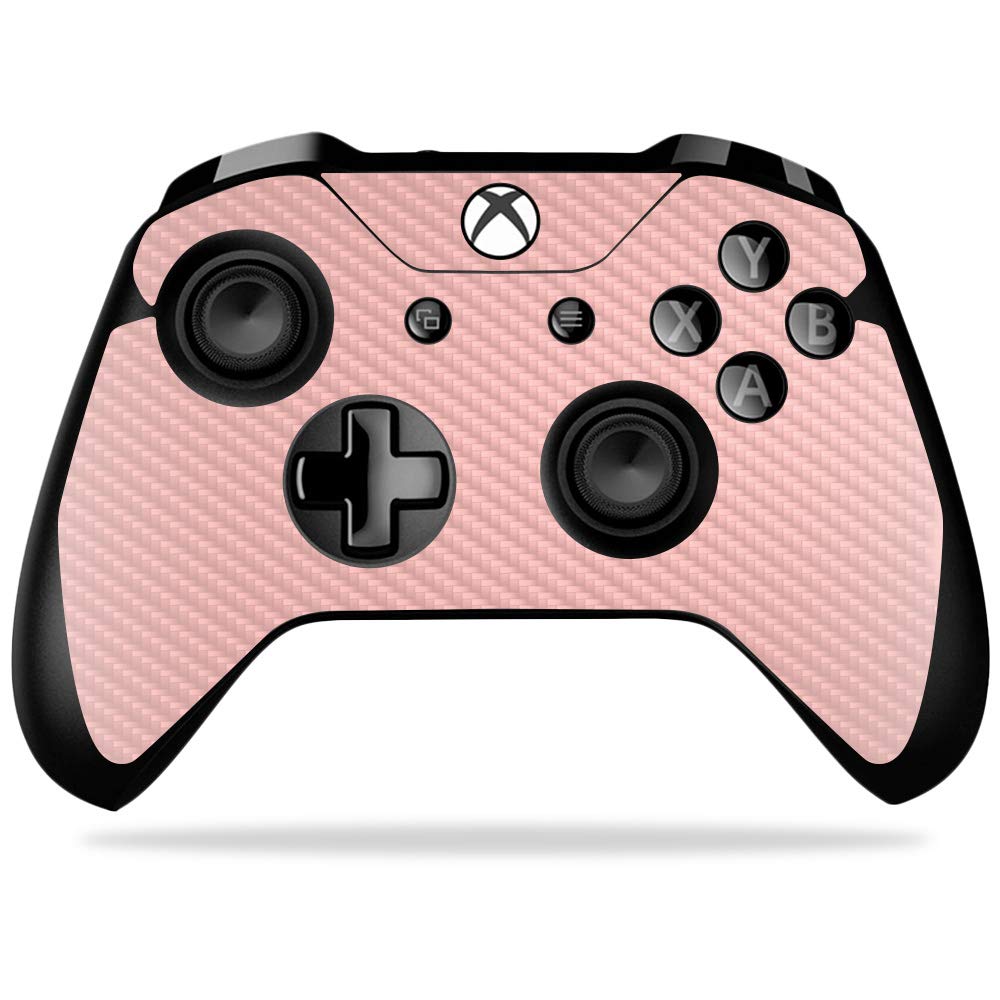 MightySkins Carbon Fiber Skin for Microsoft Xbox One X Controller - Solid Blush | Protective  Durable Textured Carbon Fiber Finish | Easy to Apply  Remove  and Change Styles | Made in The USA