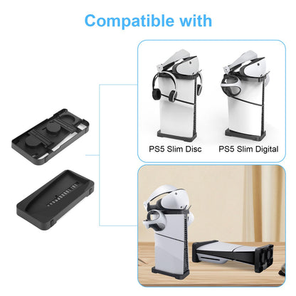 OCTODER PS5 Slim Console Stand with Headset & Controller Hooks, Black, Model E498970-Y001536713FBA