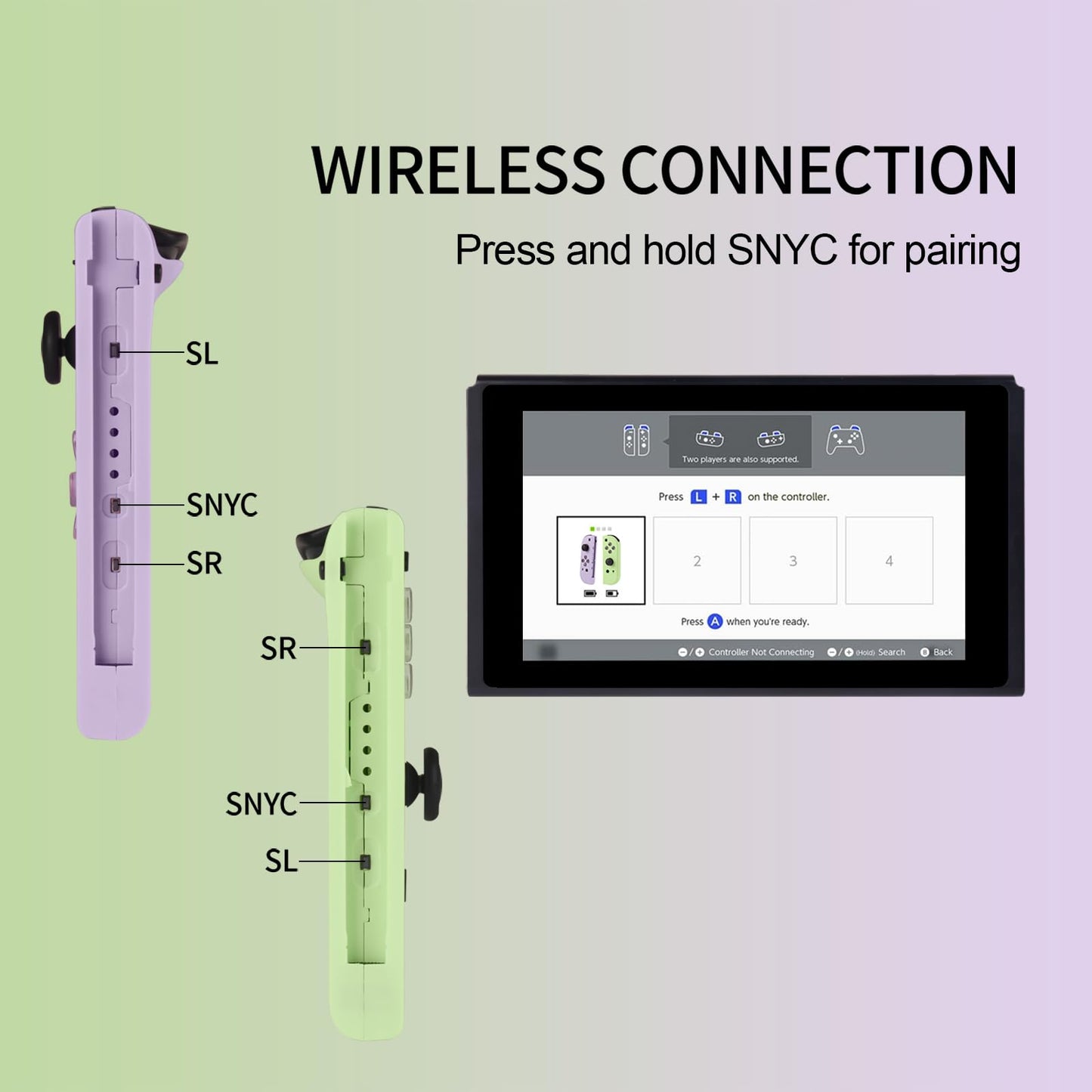 DYONDER Wireless Joypad for Switch OLED - Green, Dual Vibration, 6-Axis Gyroscope, Wake-Up/Screenshot Support