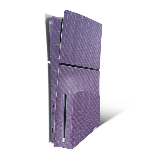 MightySkins Carbon Fiber Skin for PS5 Playstation 5 Slim Disc Edition Console Only - Purple Gator Skin Protective  Durable Textured Carbon Fiber Finish Easy to Apply Made in The USA
