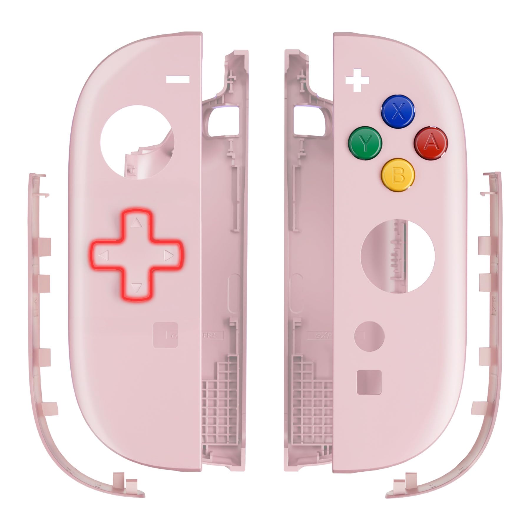 eXtremeRate Replacement Shell (D-Pad Version) with Buttons for Joycon 2  Housing Faceplate Case + Decorative Strip + ABXY Dpad for Nintendo Switch 2 Controller - Essence Version - Cherry Blossoms Pink