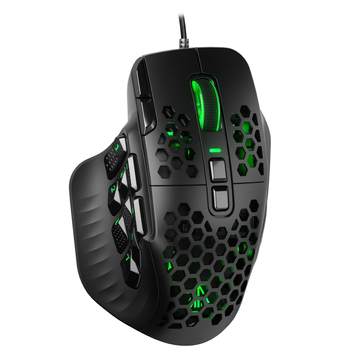 CORBOBO SM809 Wired MMO Gaming Mouse - 24000 DPI, 9 Side Buttons, Ergonomic Design, Large Size, Black