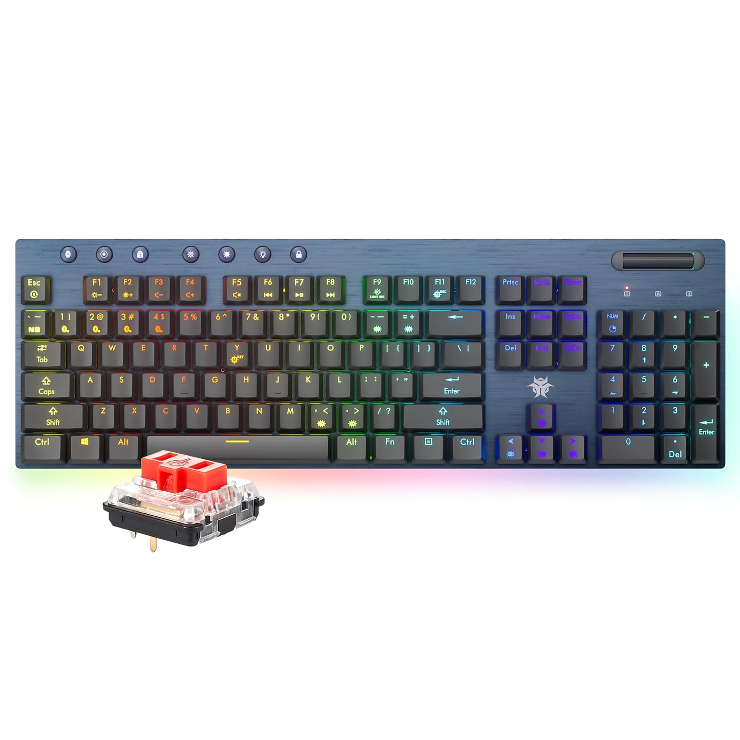 Hexgears Low Profile Gaming Keyboard w/Ultra-Thin Design  2-Mode Wireless RGB Mechanical Keyboard  Dedicated Media Control & Linear Red Switch (Gray)
