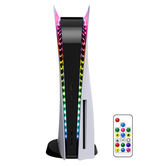 YUANHOT LED RGB Light Strip Compatible with PS5 Pro/PlayStation 5/PS5 Slim Disc&Digital Edition Console with 7 Colors 358 Modes  DIY Decoration Accessories Flexible Lights Strip with Remote