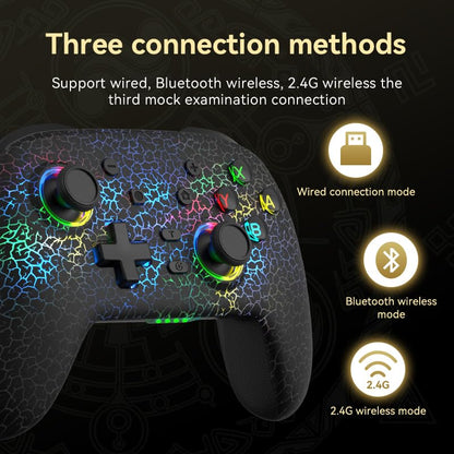 RALAN Black Wireless Pro Controller for Nintendo Switch/OLED/Lite - LED Color Light, Programmable, Turbo, Dual Vibration