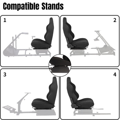 Supllueer Racing Seat - Adjustable Cloth Gaming Seat with Double Locking Slides, Black, Fits Most Racing Simulator Cockpits