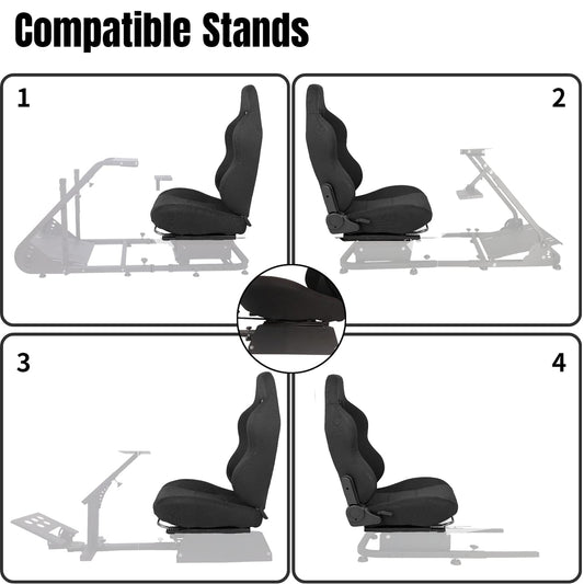 Supllueer Racing Seat - Adjustable Cloth Gaming Seat with Double Locking Slides, Black, Fits Most Racing Simulator Cockpits