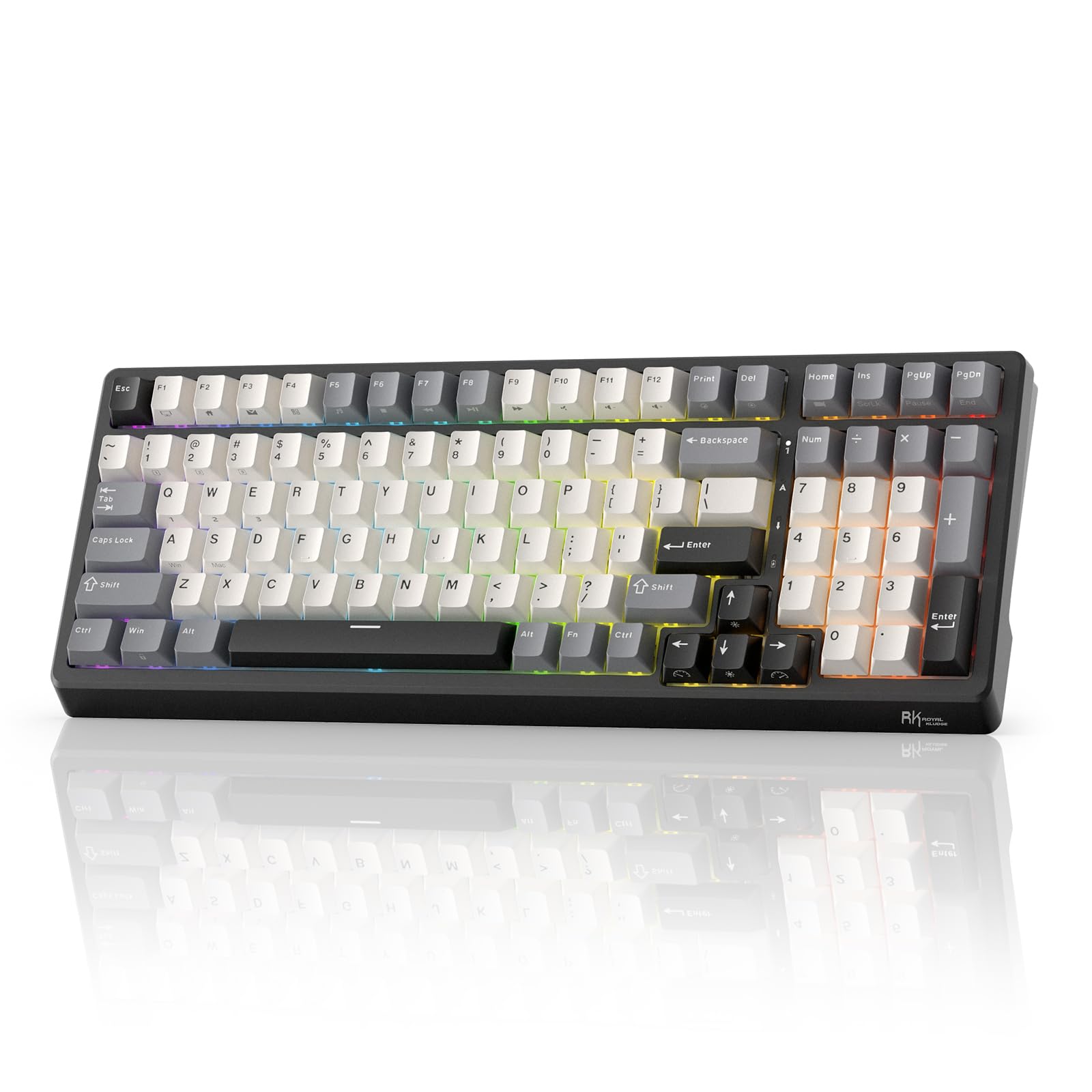 RK ROYAL KLUDGE F99 Wireless Mechanical Keyboard - Tri-Mode, 95% Layout, Silent Purple Switch, Knight Black, 5000mAh Battery